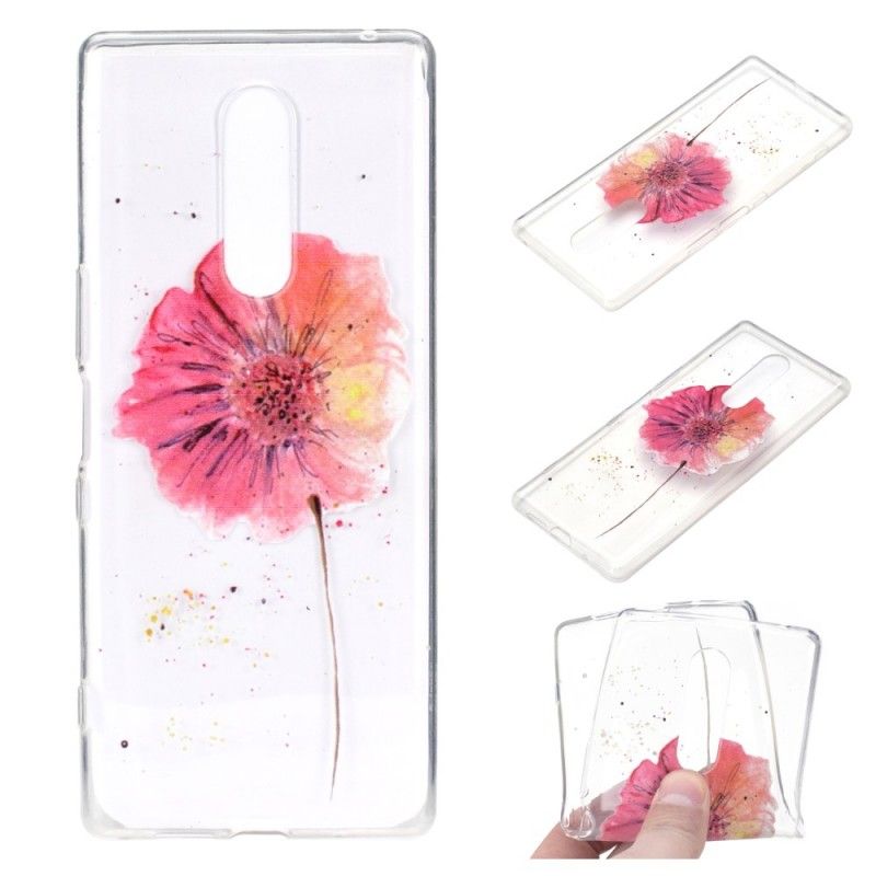 Case Hoesje OnePlus 7 Pro Telefoonhoesje Transparante Aquarel Klaproos
