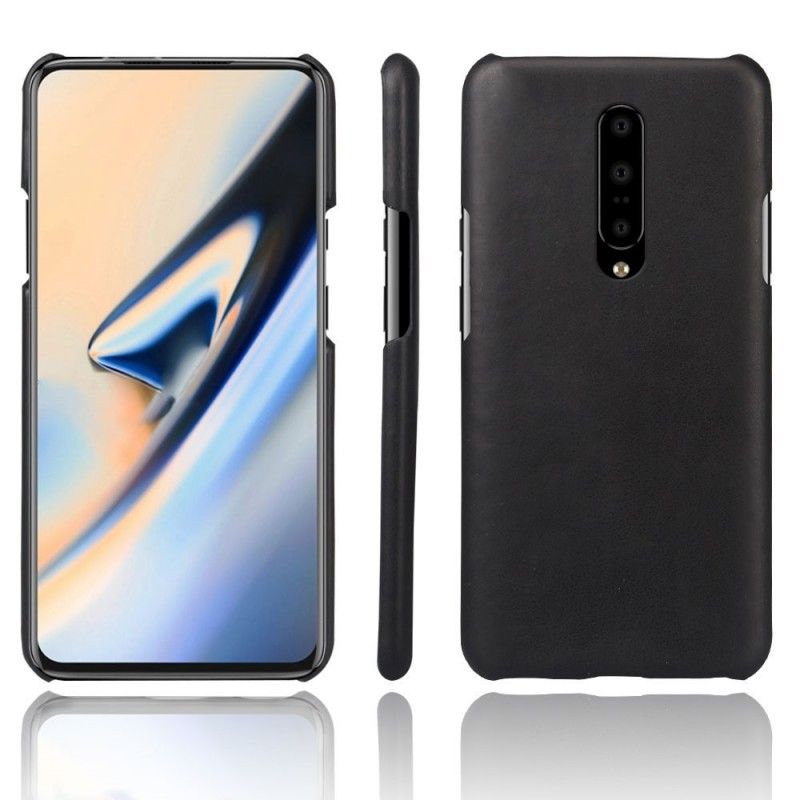 Cover Hoesje OnePlus 7 Pro Grijs Zwart Telefoonhoesje Ksq Leereffect