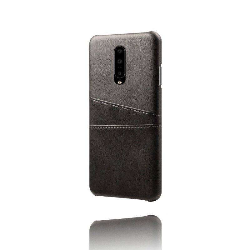 Cover Hoesje OnePlus 7 Pro Rood Zwart Telefoonhoesje Kaarthouder Met Leereffect