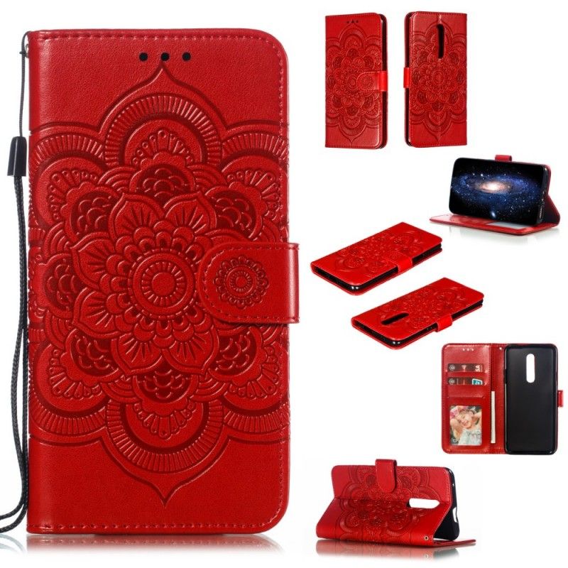 Flip Case Leren OnePlus 7 Pro Grijs Zwart Hele Mandala