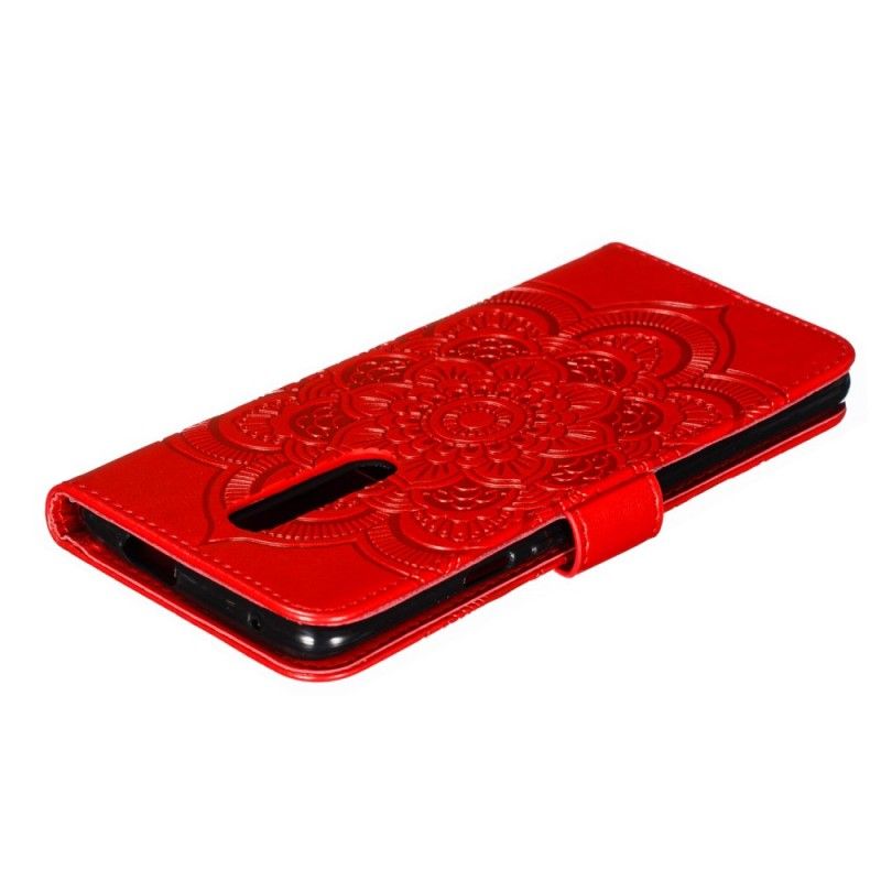 Flip Case Leren OnePlus 7 Pro Grijs Zwart Hele Mandala
