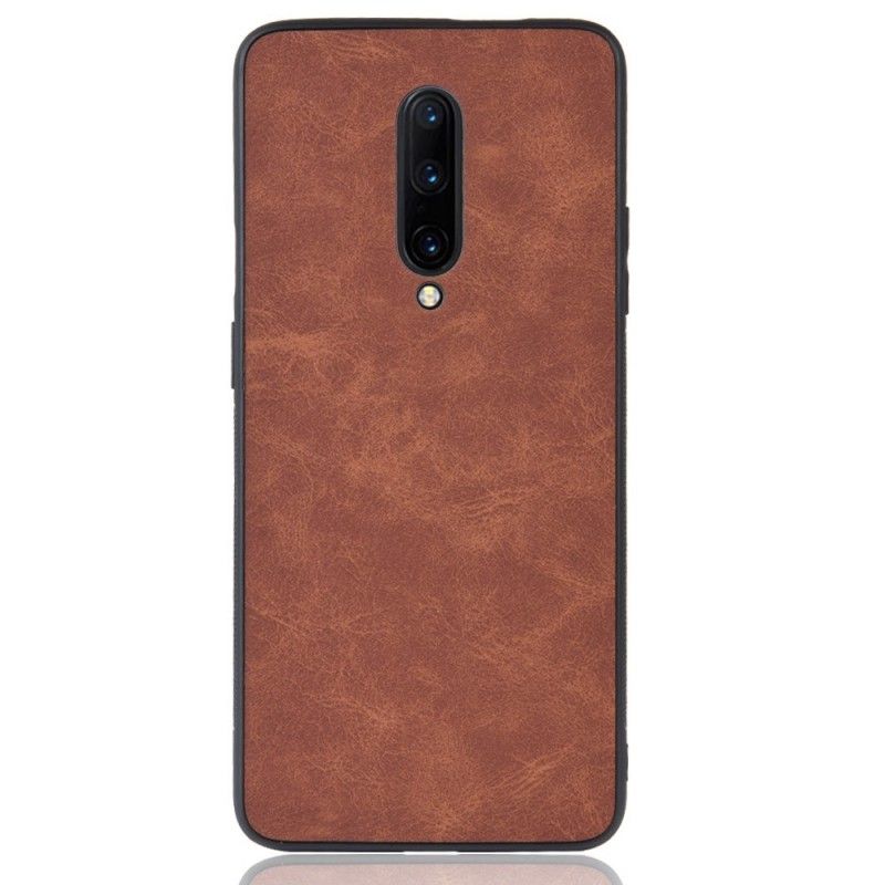 Hoesje voor OnePlus 7 Pro Bruin Zwart Vintage Look Leereffect