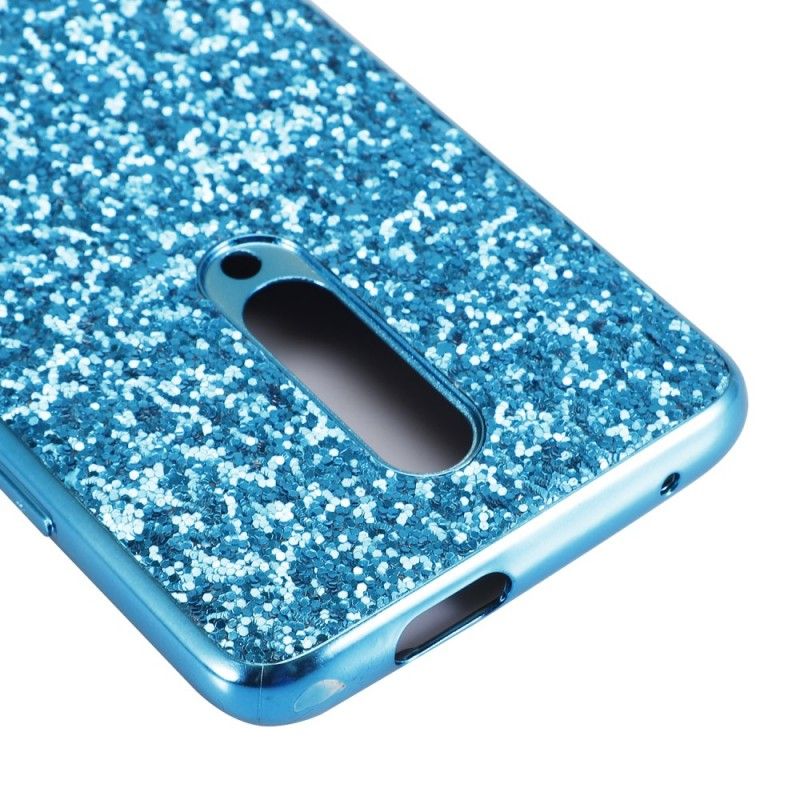 Hoesje voor OnePlus 7 Pro Lichtblauw Zwart Premium Glitter