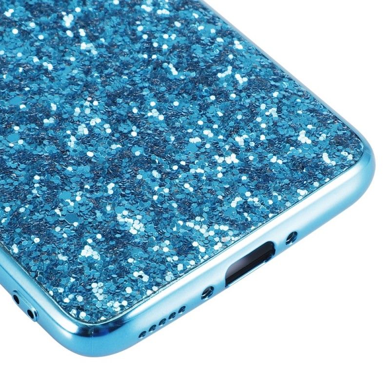 Hoesje voor OnePlus 7 Pro Lichtblauw Zwart Premium Glitter