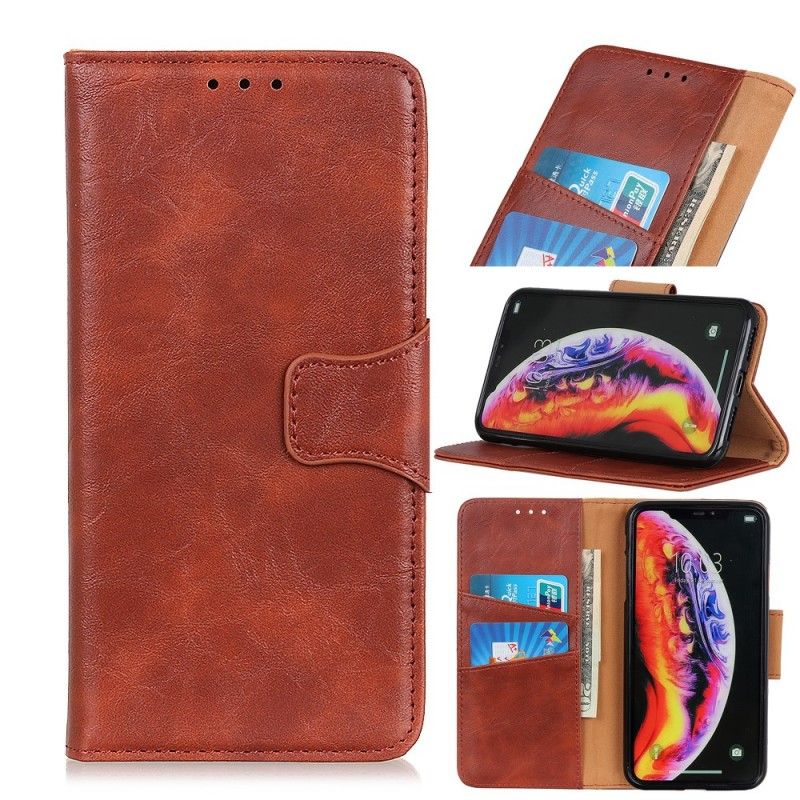 Leren Hoesje OnePlus 7 Pro Donkerblauw Zwart Dubbelzijdige Magnetische Klep
