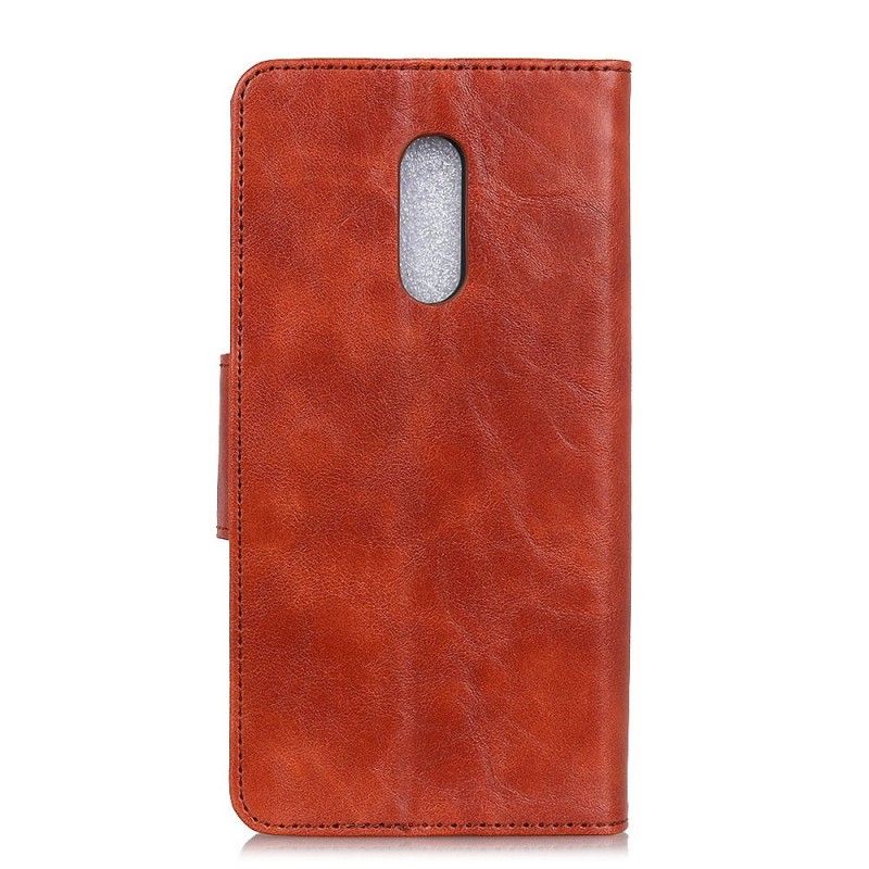 Leren Hoesje OnePlus 7 Pro Donkerblauw Zwart Dubbelzijdige Magnetische Klep