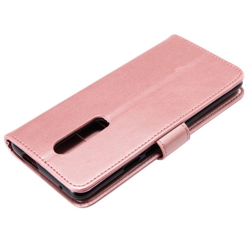Leren Hoesje OnePlus 7 Pro Rood Grijs String Mijmering