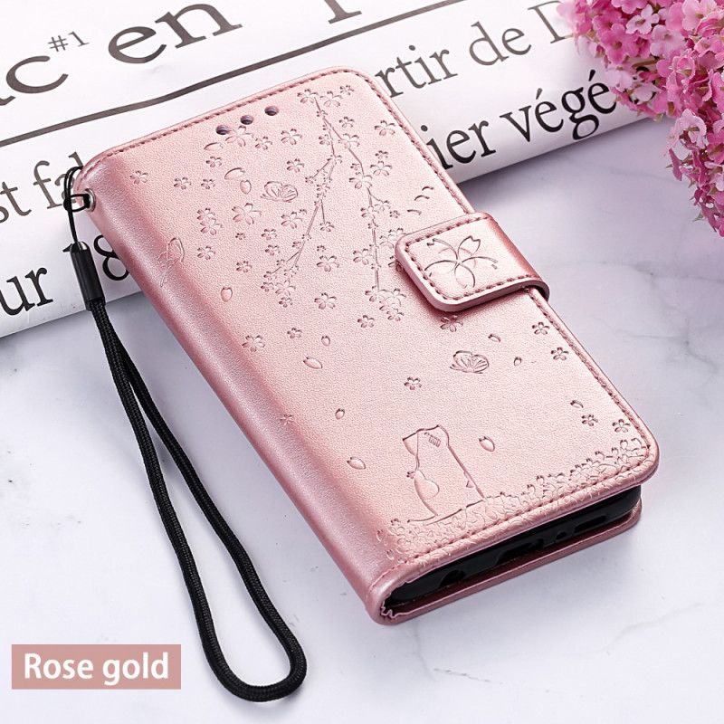 Leren Hoesje OnePlus 7 Pro Rood Grijs String Mijmering