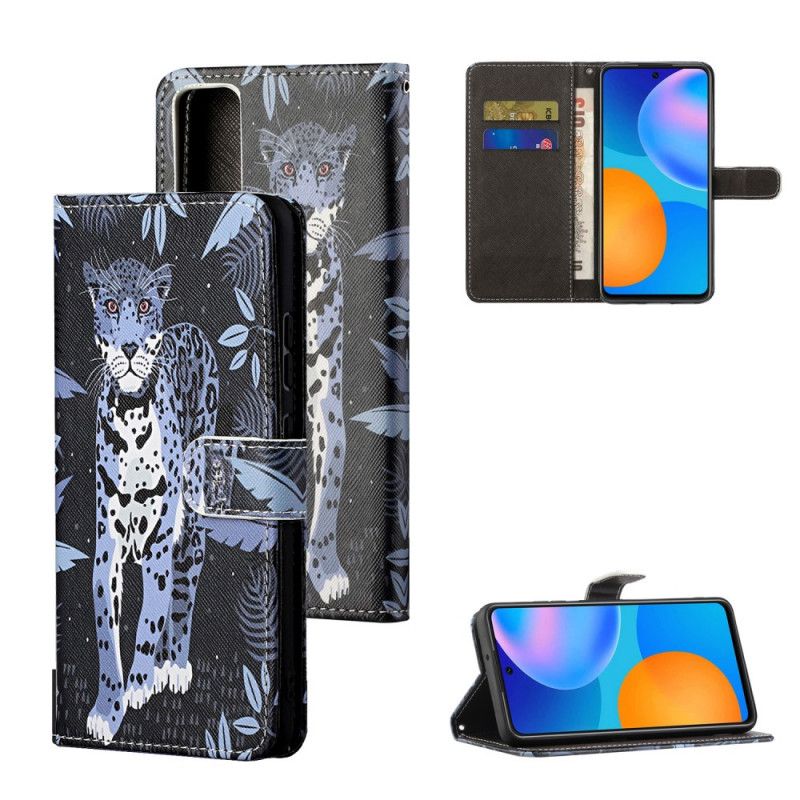 Bescherming Hoesje Honor 10X Lite Telefoonhoesje Luipaard Met String
