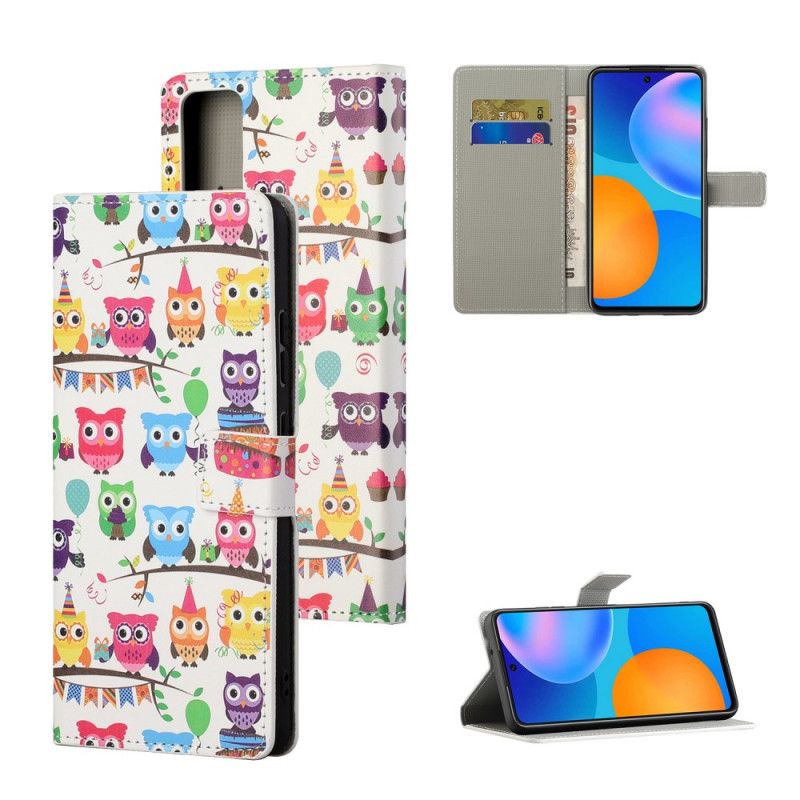 Bescherming Hoesje Honor 10X Lite Telefoonhoesje Meerkleurige Uilen
