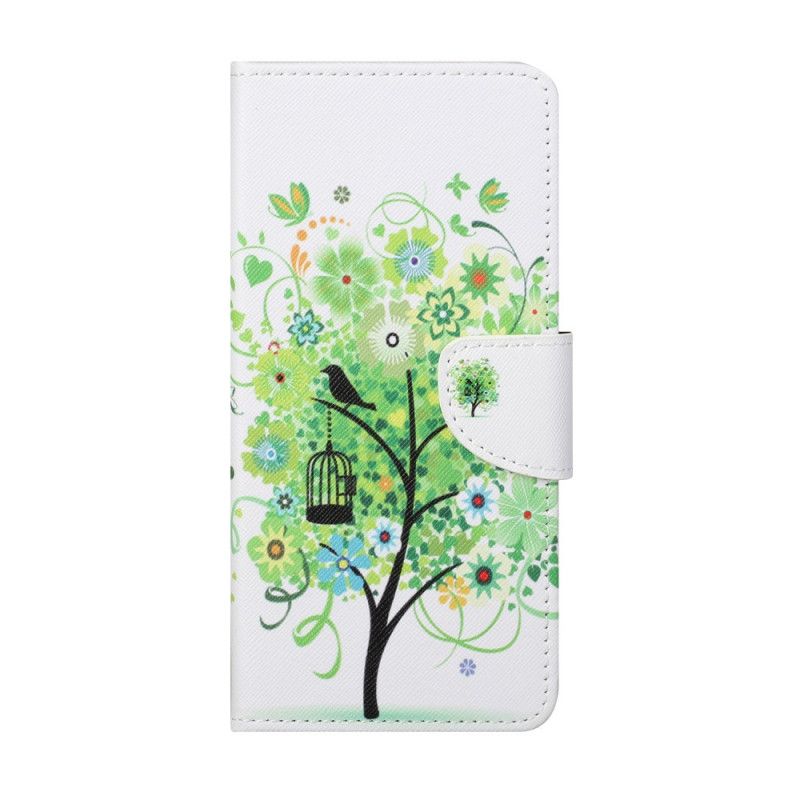 Flip Case Leren Honor 10X Lite Groen Bloeiende Boom