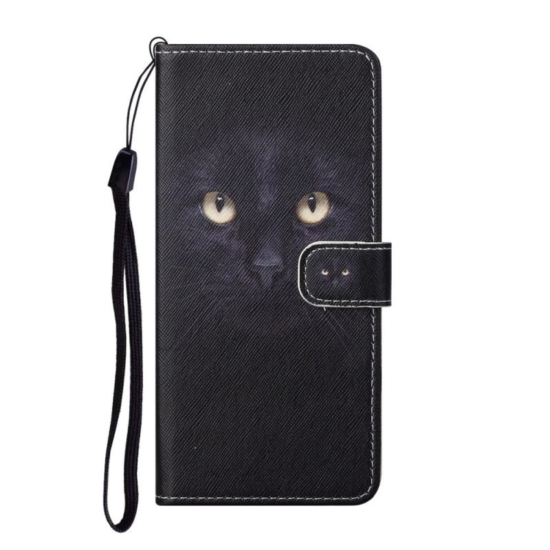 Flip Case Leren Honor 10X Lite Zwarte Kattenogen Met String