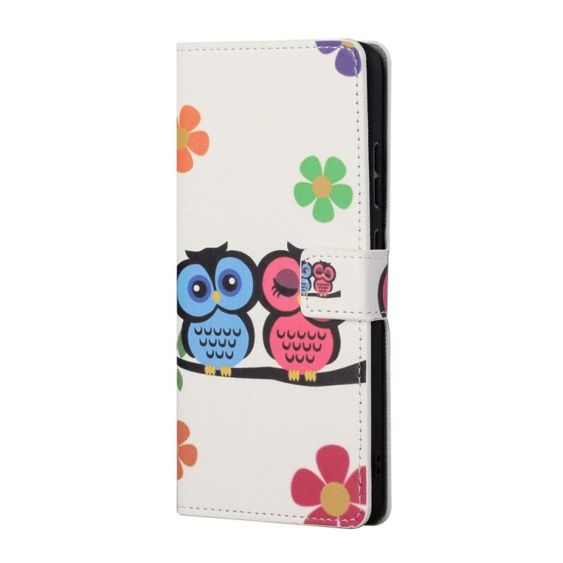 Leren Hoesje Honor 10X Lite Telefoonhoesje Paar Uilen