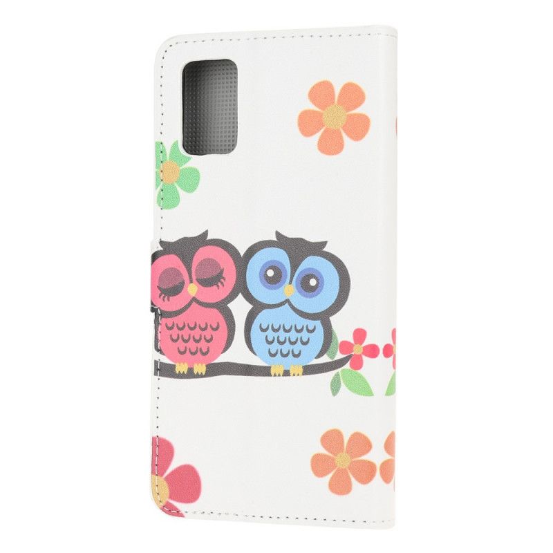 Leren Hoesje Honor 10X Lite Telefoonhoesje Paar Uilen