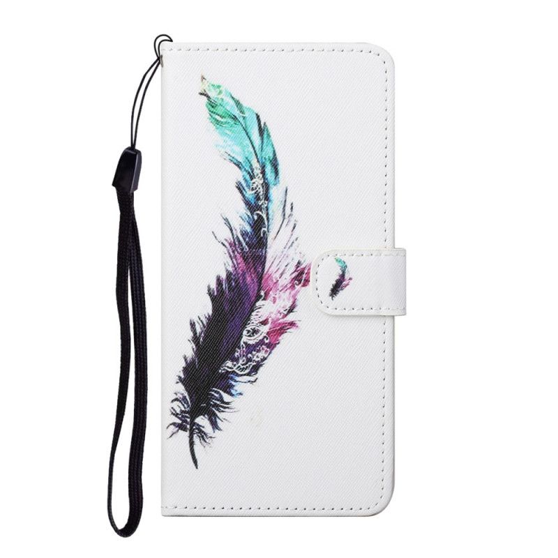 Leren Hoesje Honor 10X Lite Telefoonhoesje Veer Met String