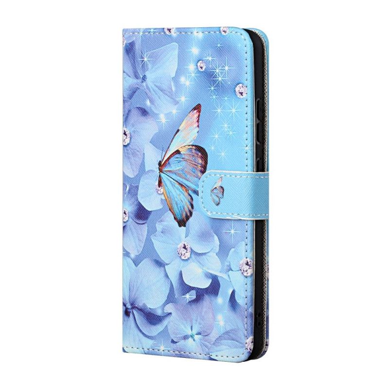 Leren Hoesje voor Honor 10X Lite Diamanten Vlinders Met String