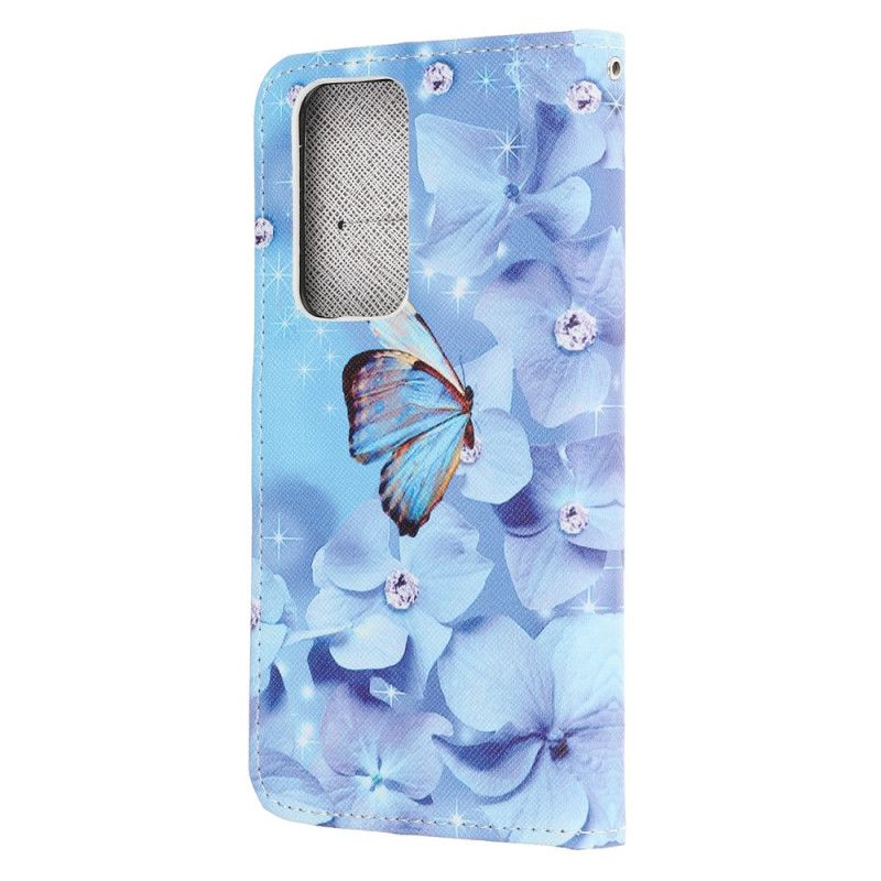 Leren Hoesje voor Honor 10X Lite Diamanten Vlinders Met String