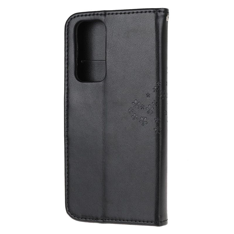 Leren Hoesje voor Honor 10X Lite Grijs Zwart Boom En String Uilen