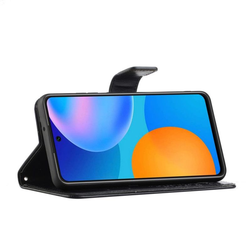 Leren Hoesje voor Honor 10X Lite Grijs Zwart Boom En String Uilen