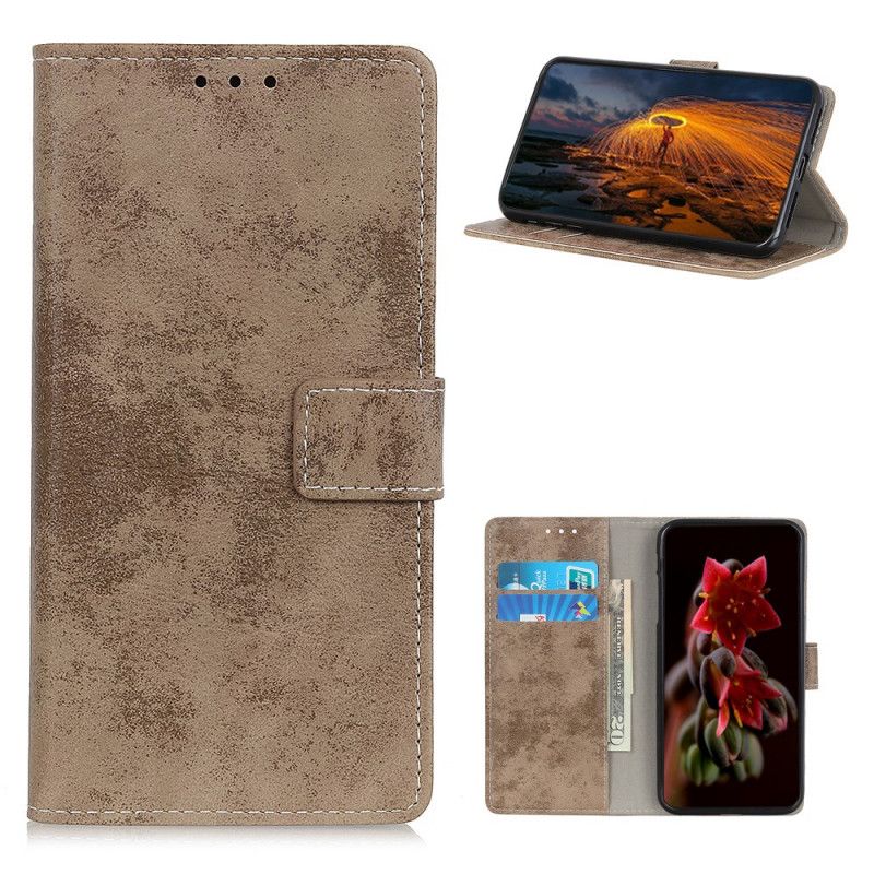 Leren Hoesje voor Honor 10X Lite Magenta Grijs Vintage Kunstleer