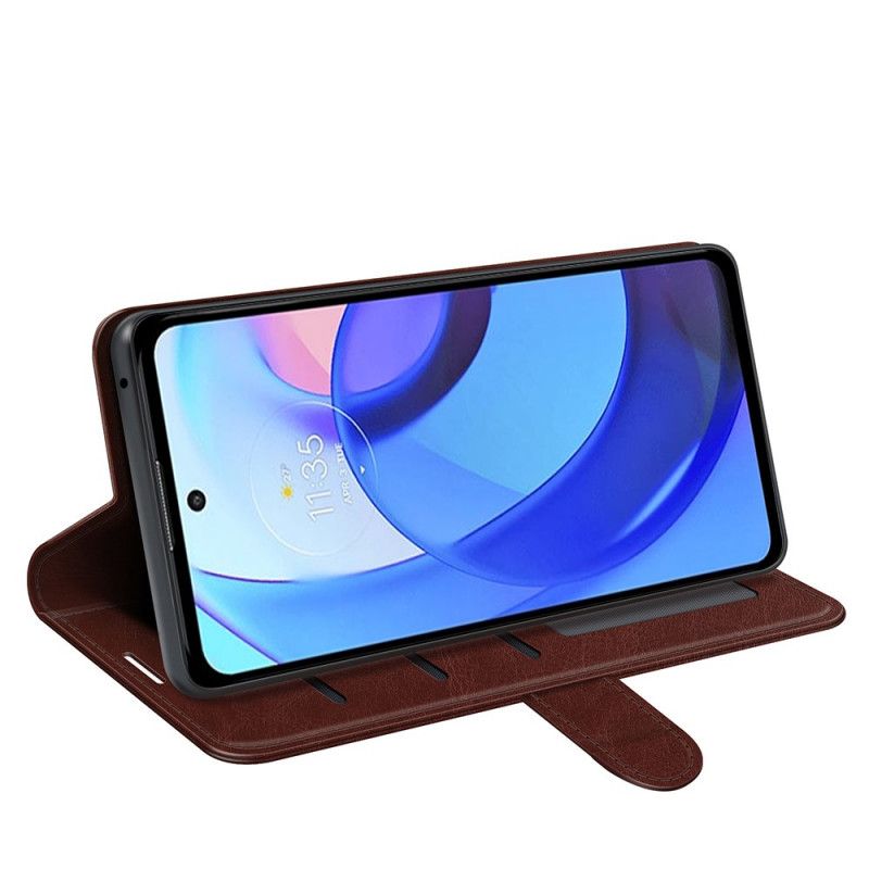 Bescherming Hoesje Moto E20 / E30 / E40 Ontwerp Met Leereffect