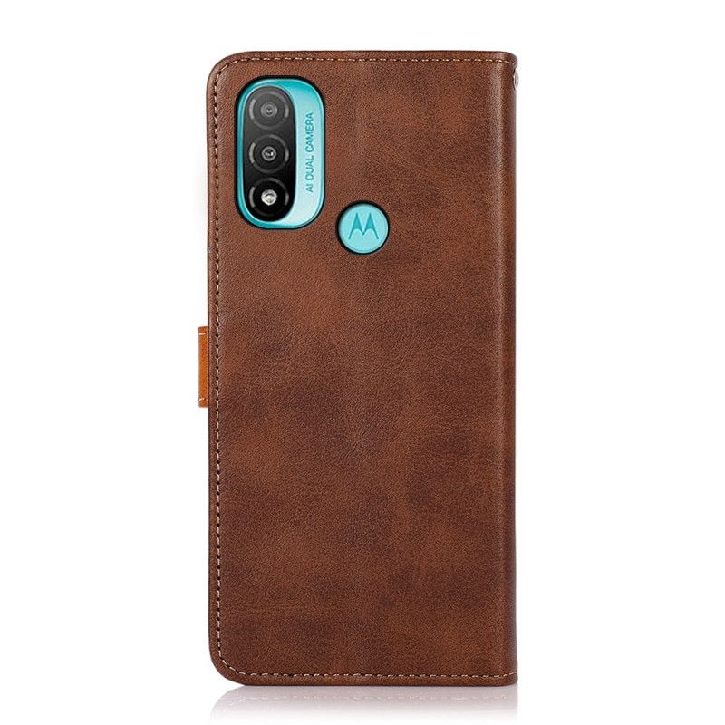 Bescherming Hoesje Moto E20 / E30 / E40 Tweekleurige Gouden Sluiting Khazneh