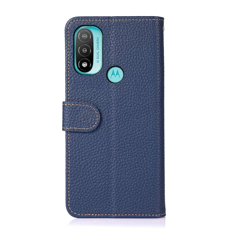 Flip Case Leren Moto E20 / E30 / E40 Echt Leer Lychee Khazneh