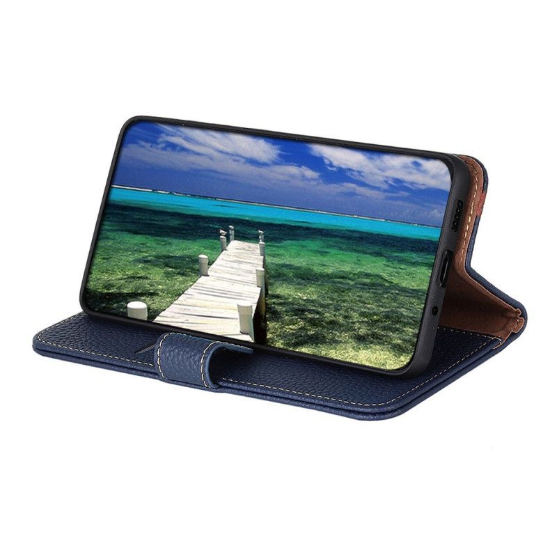Flip Case Leren Moto E20 / E30 / E40 Echt Leer Lychee Khazneh