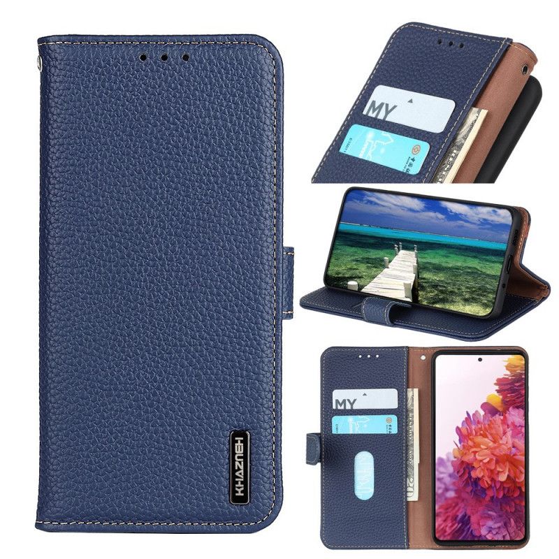 Flip Case Leren Moto E20 / E30 / E40 Echt Leer Lychee Khazneh