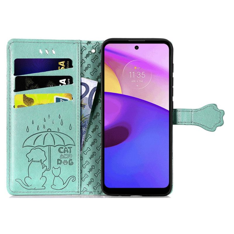 Flip Case Leren Moto E20 / E30 / E40 Geanimeerde Dieren