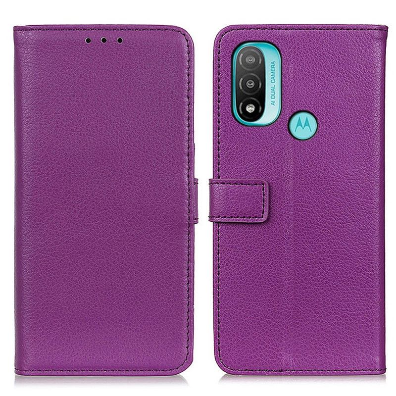 Flip Case Leren Moto E20 / E30 / E40 Lychee-textuur