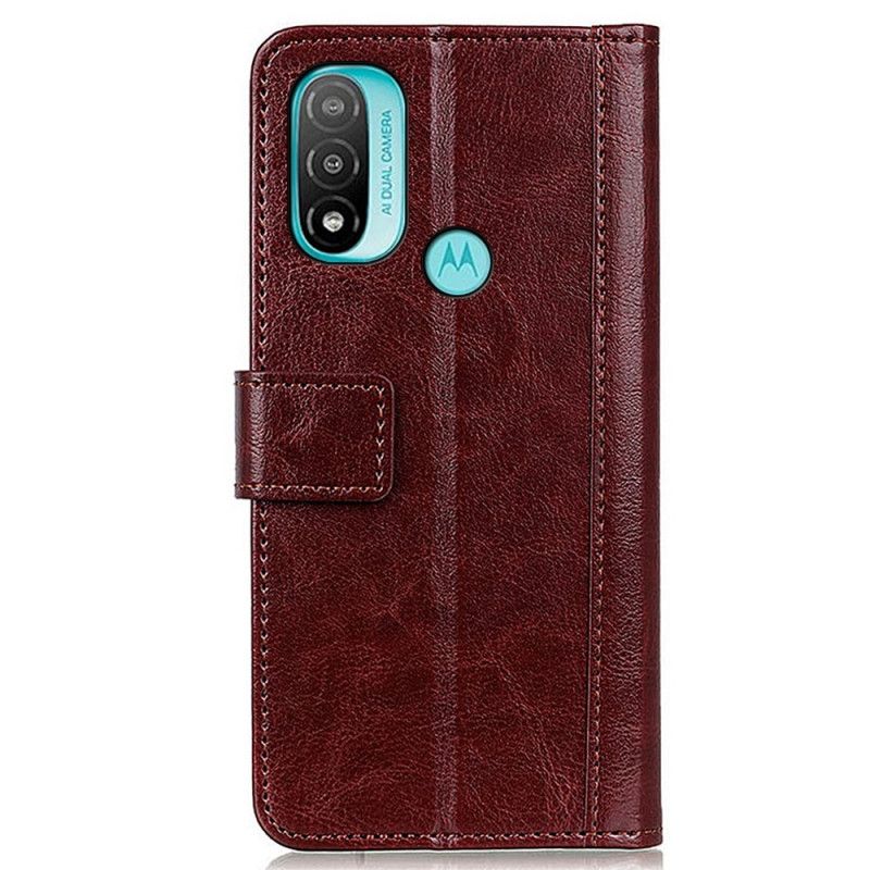 Flip Case Leren Moto E20 / E30 / E40 Versie Met Antiek Leereffect