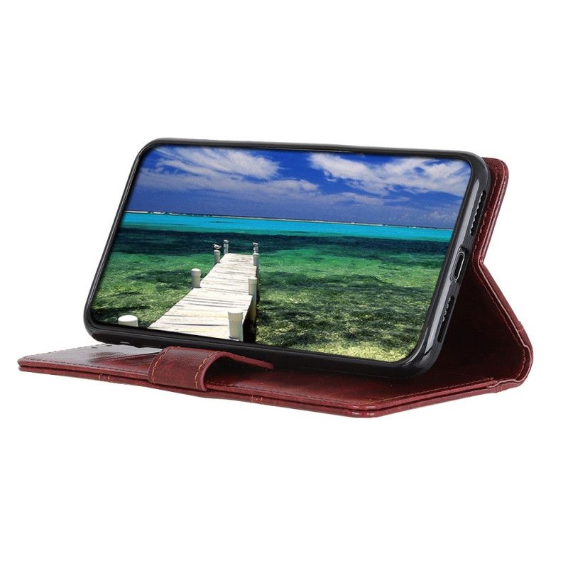 Flip Case Leren Moto E20 / E30 / E40 Versie Met Antiek Leereffect