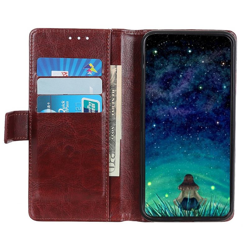 Flip Case Leren Moto E20 / E30 / E40 Versie Met Antiek Leereffect