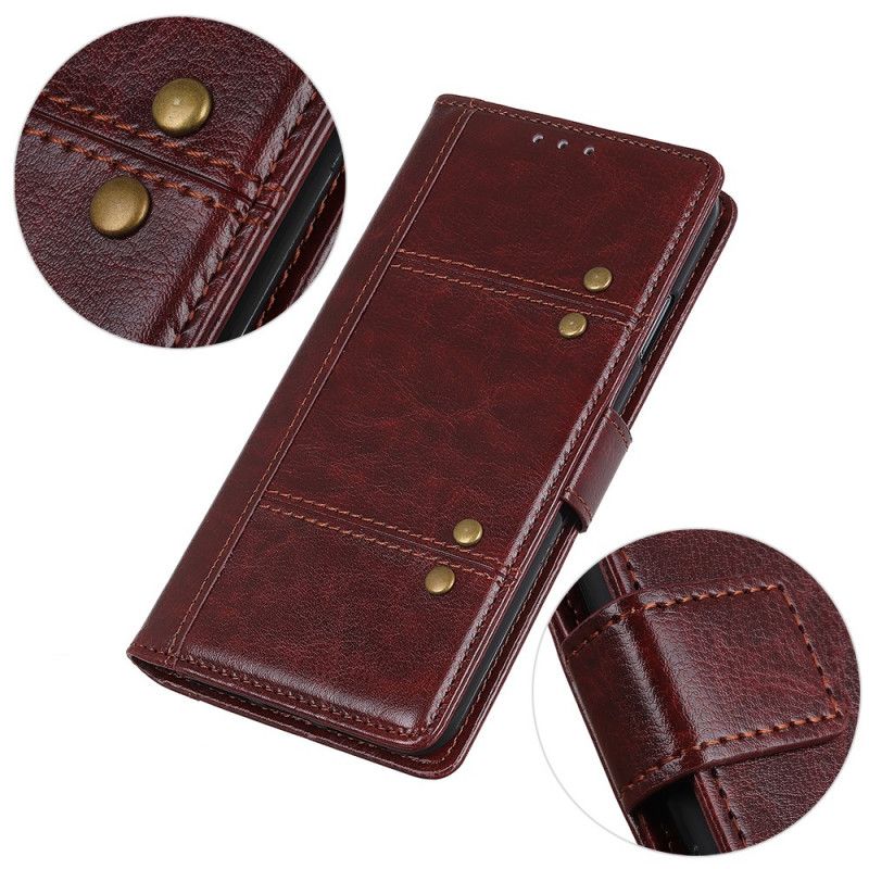 Flip Case Leren Moto E20 / E30 / E40 Versie Met Antiek Leereffect