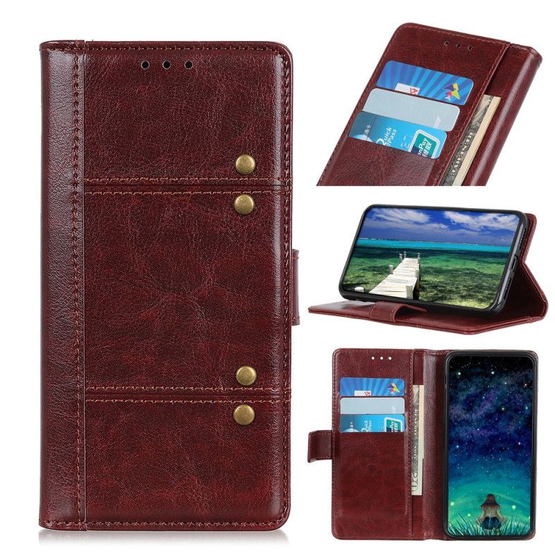 Flip Case Leren Moto E20 / E30 / E40 Versie Met Antiek Leereffect