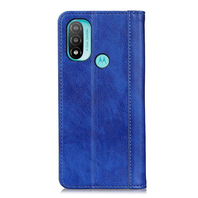Folio-hoesje Moto E20 / E30 / E40 Elegantie Split Litchi Leer