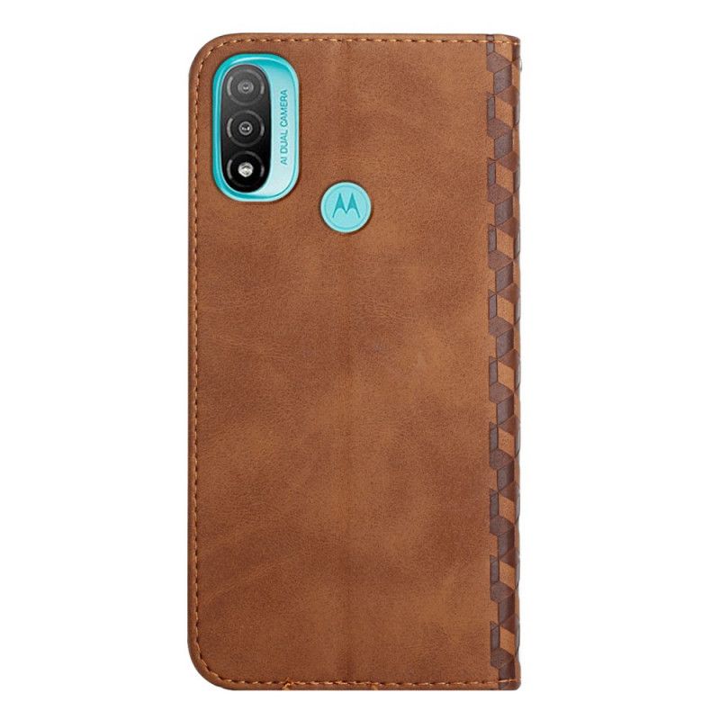 Folio-hoesje Moto E20 / E30 / E40 Geo-leereffect Bescherming Hoesje