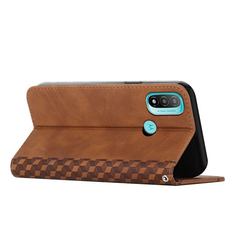 Folio-hoesje Moto E20 / E30 / E40 Geo-leereffect Bescherming Hoesje