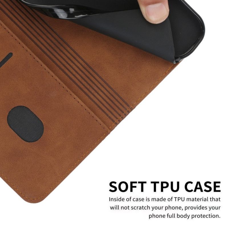 Folio-hoesje Moto E20 / E30 / E40 Geo-leereffect Bescherming Hoesje