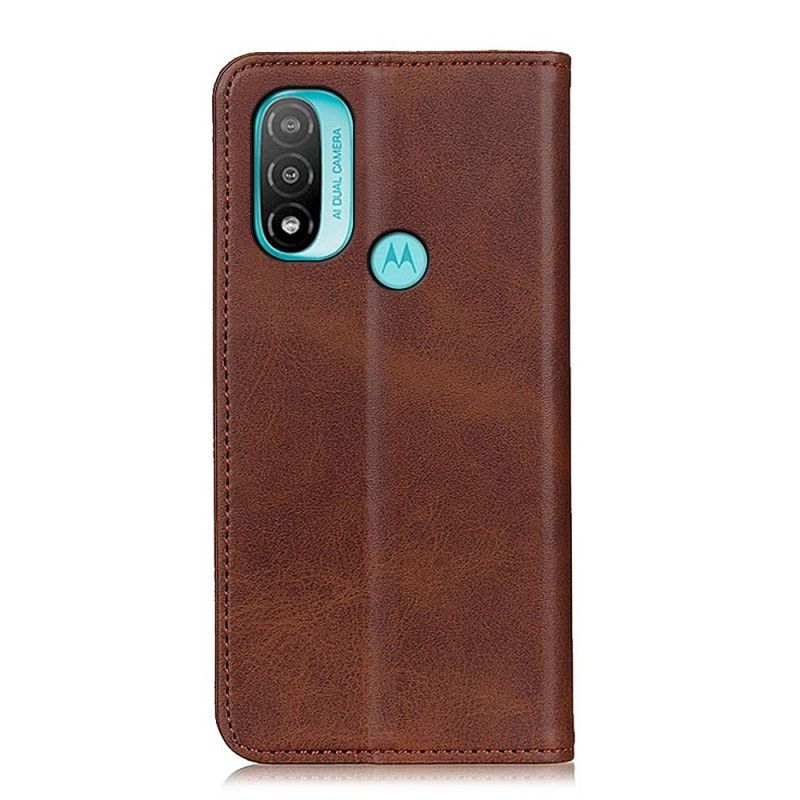 Folio-hoesje Moto E20 / E30 / E40 Splitlederen Elegantie