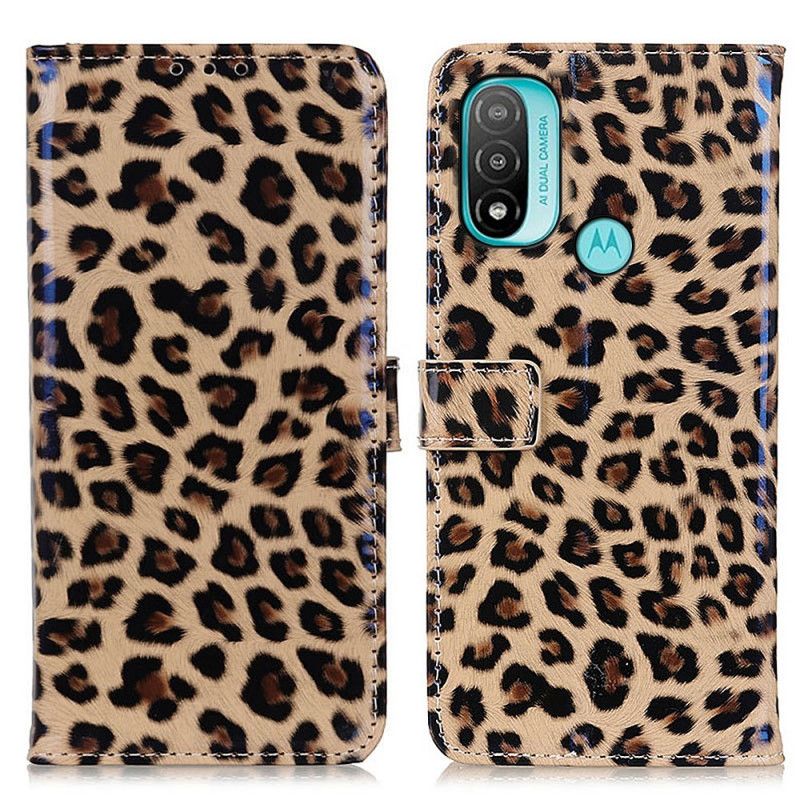 Folio-hoesje Moto E20 / E30 / E40 Telefoonhoesje Eenvoudige Leopard