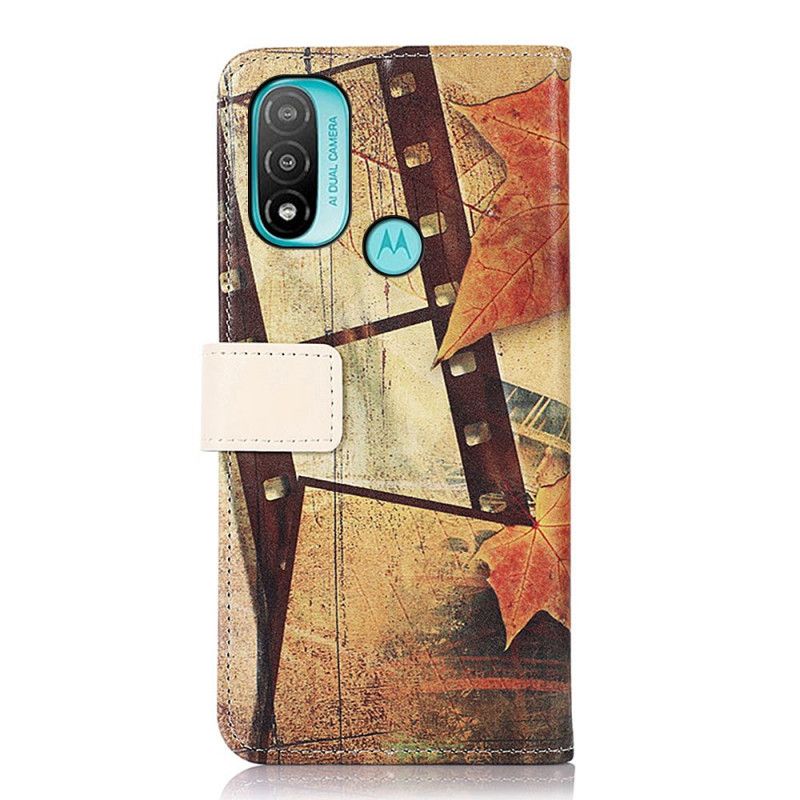 Folio-hoesje Moto E20 / E30 / E40 Telefoonhoesje Eiffeltoren In De Herfst