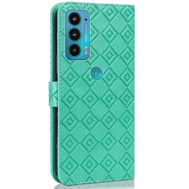 Folio-hoesje Moto E20 / E30 / E40 Telefoonhoesje Imitatieleer Ruitpatroon