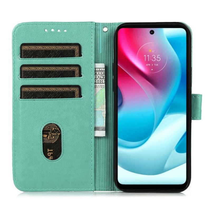 Folio-hoesje Moto E20 / E30 / E40 Telefoonhoesje Imitatieleer Ruitpatroon