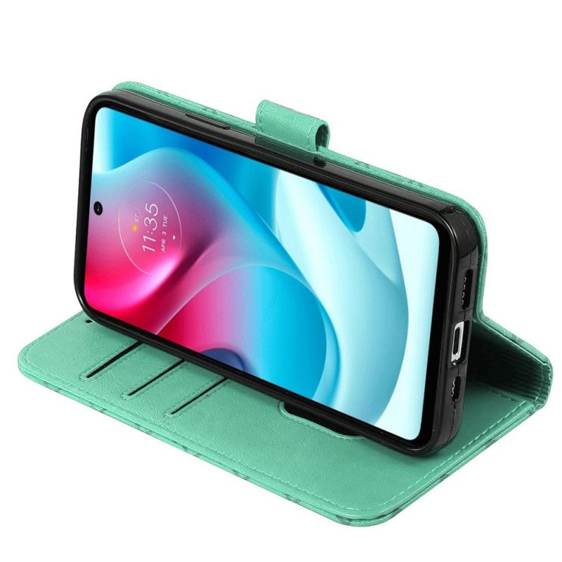 Folio-hoesje Moto E20 / E30 / E40 Telefoonhoesje Imitatieleer Ruitpatroon