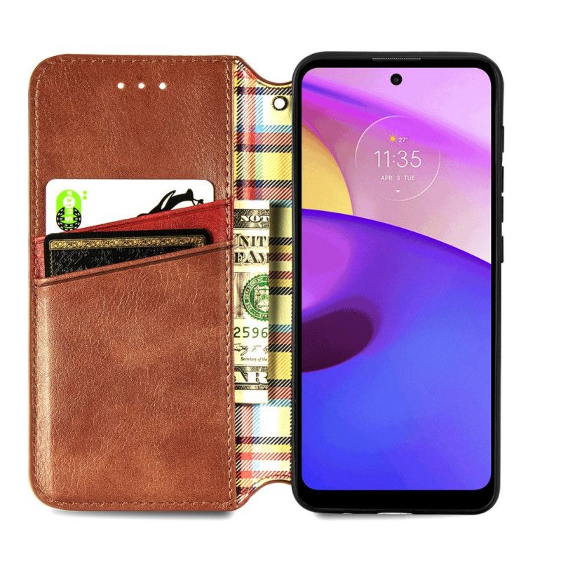Folio-hoesje Moto E20 / E30 / E40 Telefoonhoesje Ledereffect Diamanttextuur