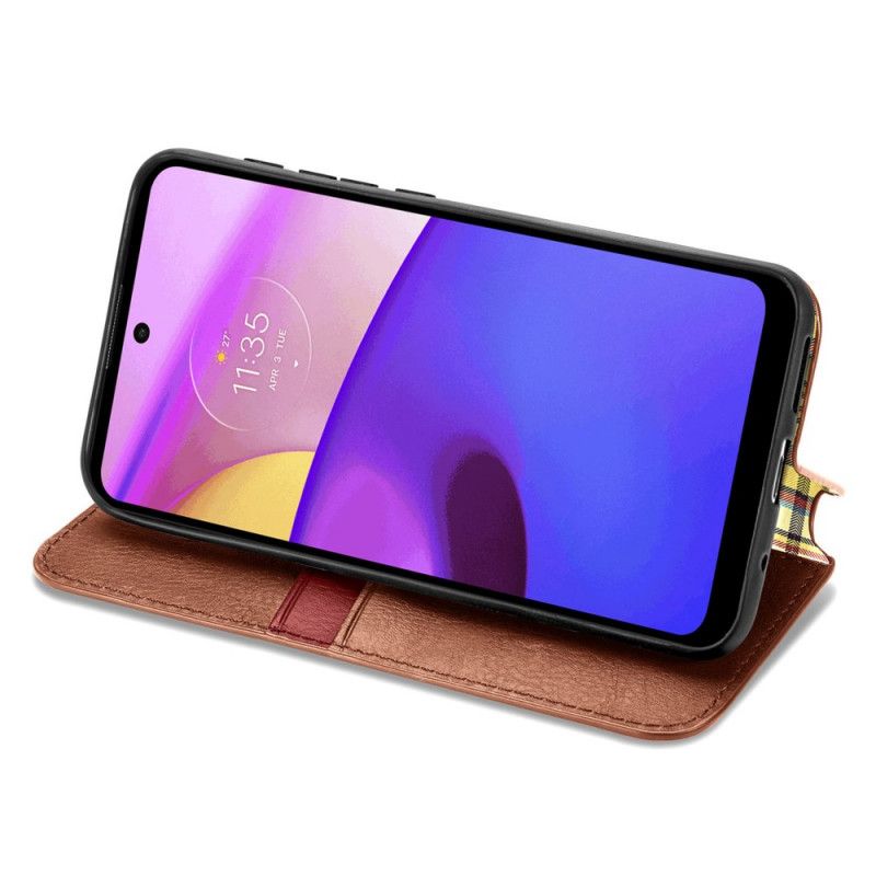 Folio-hoesje Moto E20 / E30 / E40 Telefoonhoesje Ledereffect Diamanttextuur
