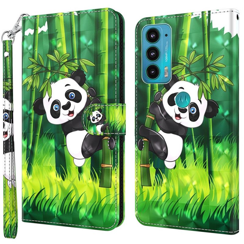Folio-hoesje Moto E20 / E30 / E40 Telefoonhoesje Panda En Bamboe