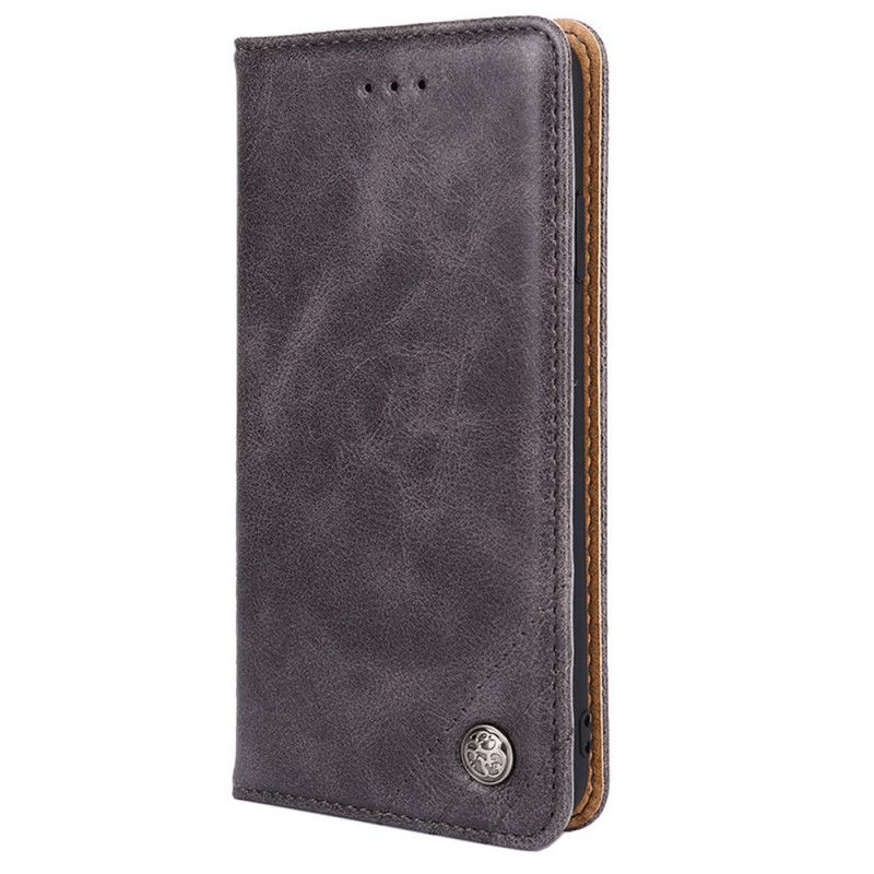 Folio-hoesje Moto E20 / E30 / E40 Telefoonhoesje Stijl Lederen Klinknagel